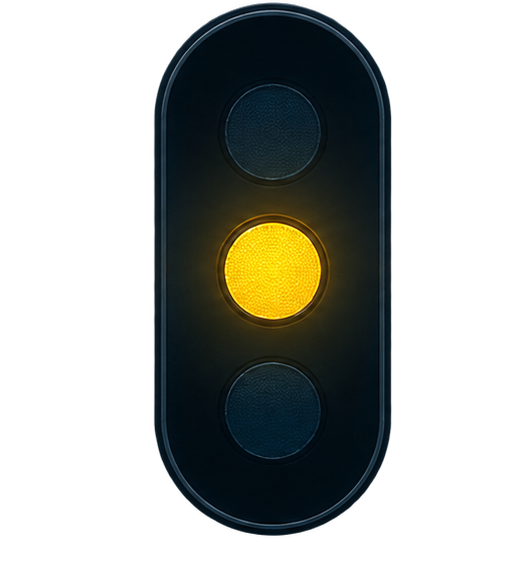 Semáforo com a luz amarela acesa